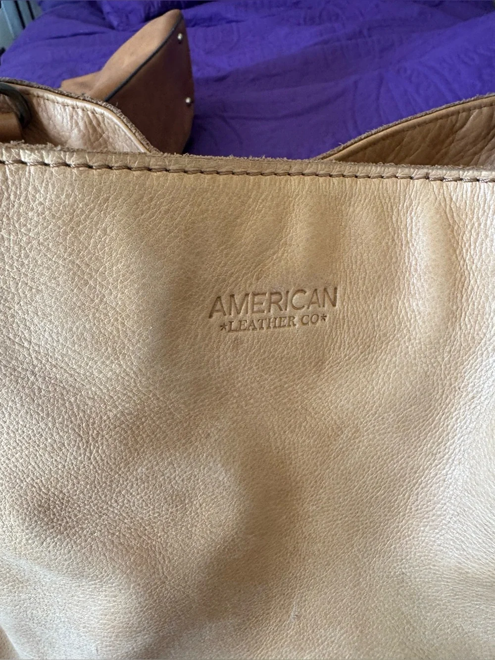American Leather Classic Tan Leather Shoulder Bag - Women - Picture 2 of 4